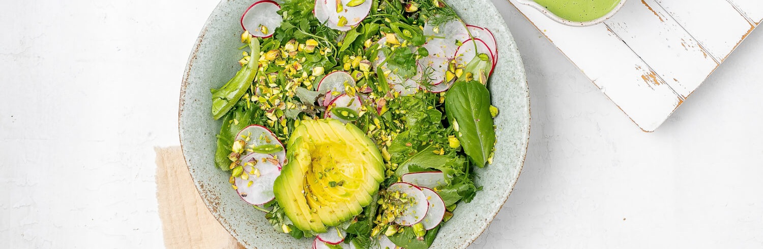 Radish, Pea & Mixed Green Salad with Avocado